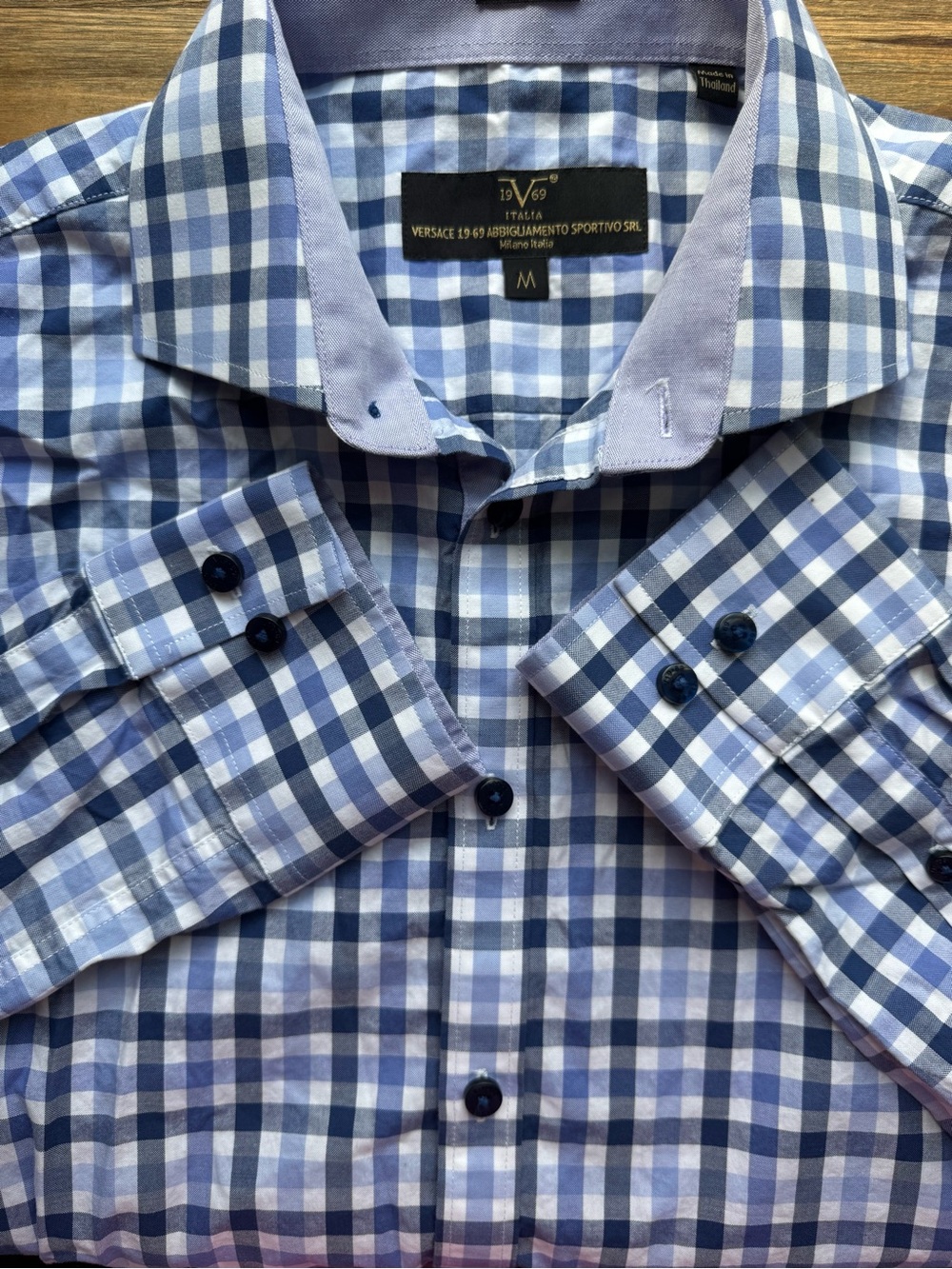Versace 19.69 Italia Dress‎ Shirt Mens Long Sleeve Modern Fit Patterned Blue M